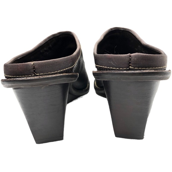 ANTONIO MELANI Pebble Print Leather Mule Wedges Brown Size 7 - Picture 4 of 12